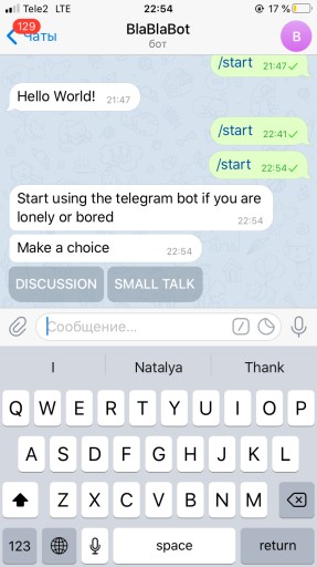 Telegram Ability Bot: бот, умеющий вести диалог: Часть 2 - 3